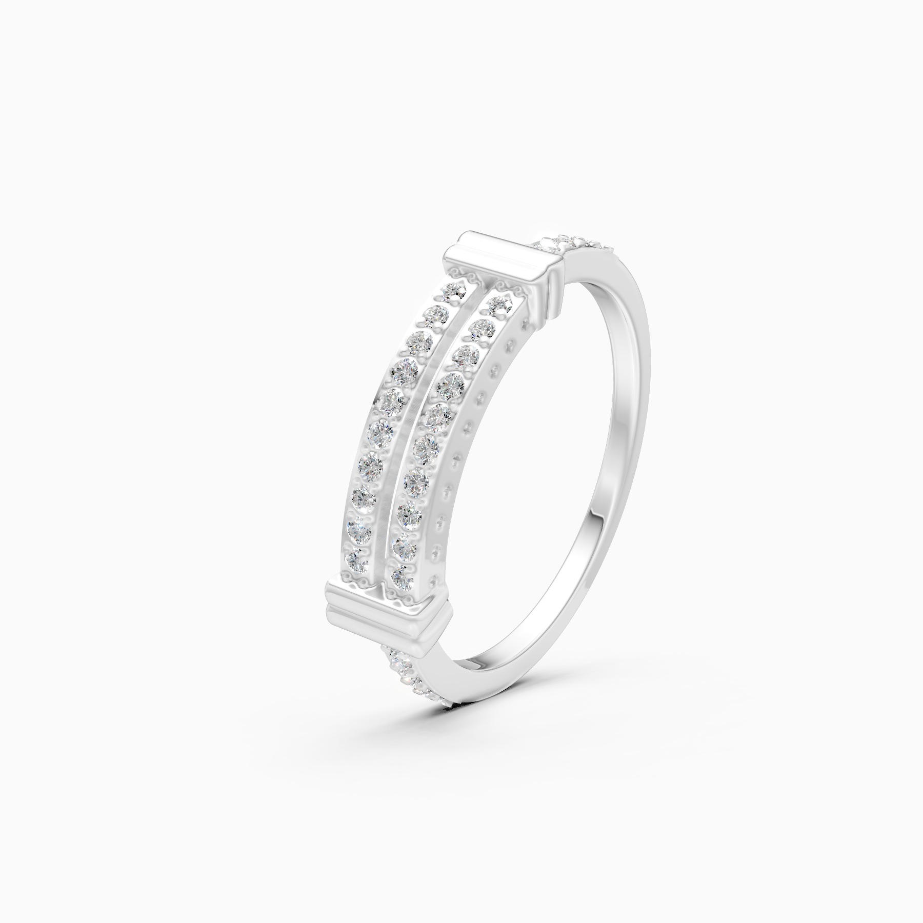 Double Row Bar Round-Cut Lab Diamond Ring